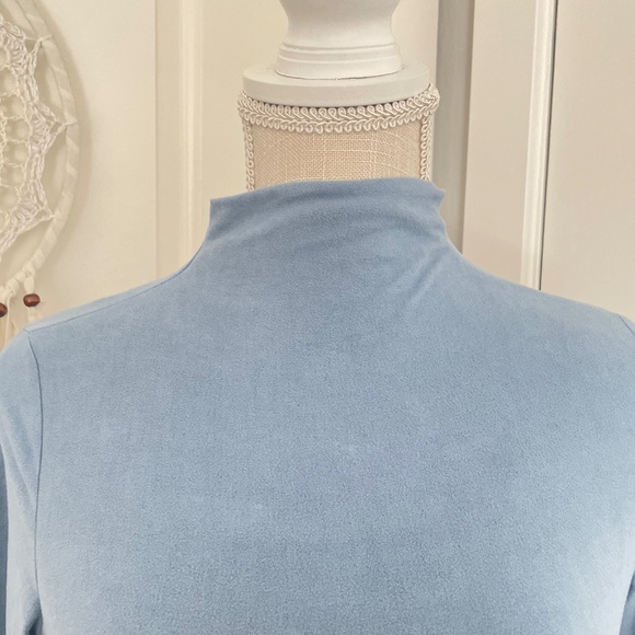 Blue Blush | Vintage Y2K Light Blue Suede Bodycon Mini Dress, Made in USA, M - Picture 8 of 10